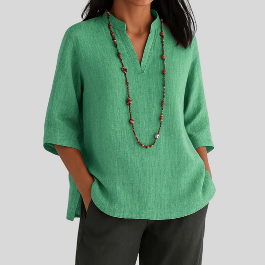 Linnen blouse met relaxte elegantie