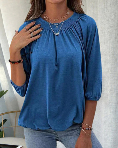 T-shirt met ronde hals en 3/4-mouwen