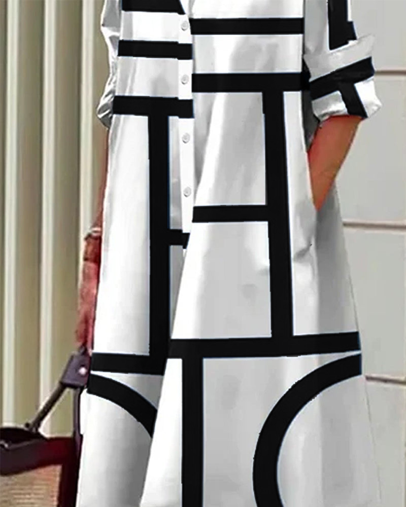 Jurk Met Zakken En Geometrische Print