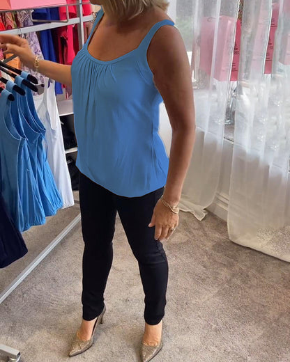 Casual mouwloze top met plooi