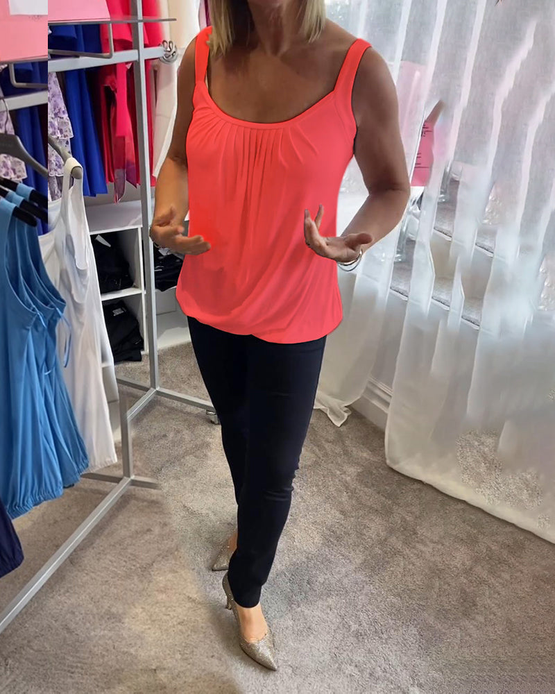 Casual mouwloze top met plooi