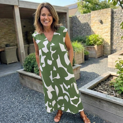 Jurk met print en V-hals