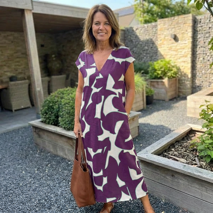 Jurk met print en V-hals
