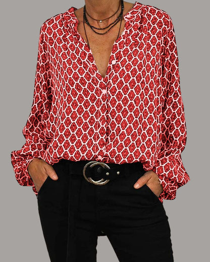 Relaxed V-Hals Midi-Shirt